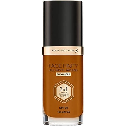 Max Factor Facefinity All Day Flawless, Liquid Foundation 3In1 100 Sun Tan, 30ml