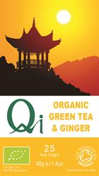 Organic Green Tea with Ginger 25 Bags / 40g, Qi