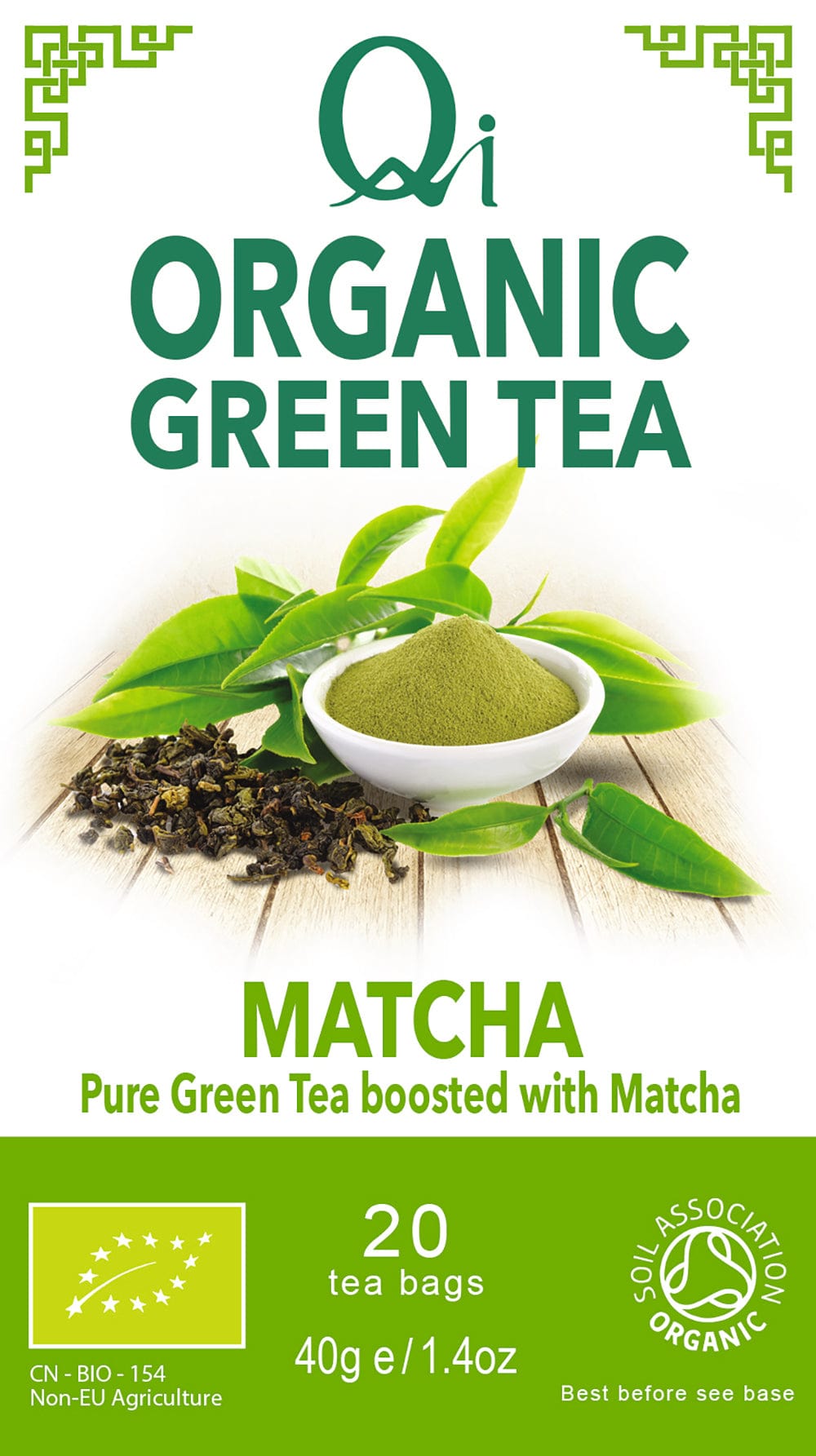 Qi Qi Tè verde organico e matcha 20 borse / 40g