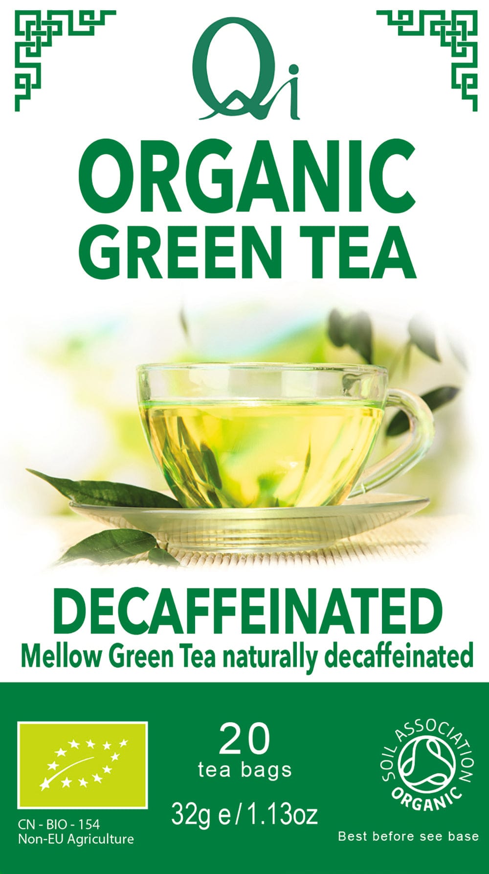 Qi Organic Decaffeinated Green Tea 20 bags / 32g