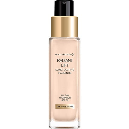 Max Factor Radiant Lift Liquid Pump Medium to Full Coverage Radiant Finish Foundation with SPF30 and Hyaluronic Acid 030 Porcelain 30ml