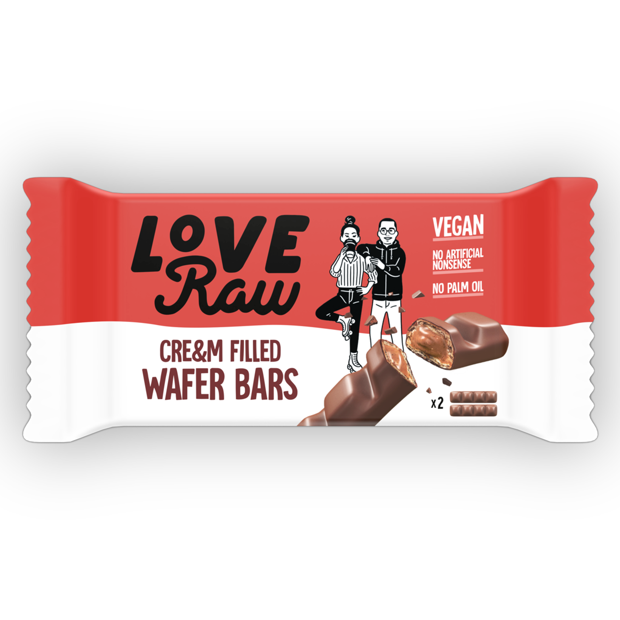 LoveRaw Vegan Cream Filled Wafer Bar 12x43g M:lk Choc