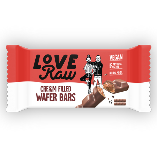 LoveRaw Vegan Cream Filled Wafer Bar 12x43g M:lk Choc