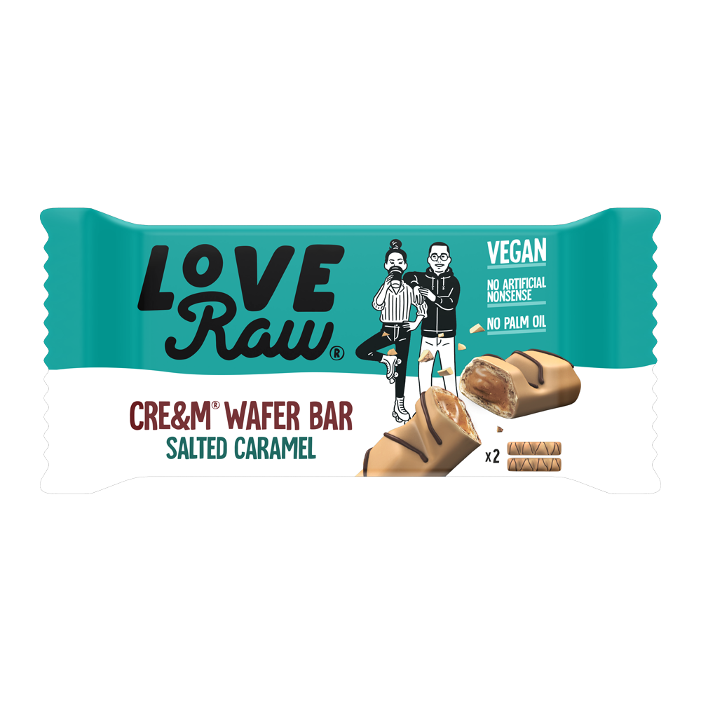 LoveRaw Vegan Cream Filled Wafer Bar 12x45g White Choc