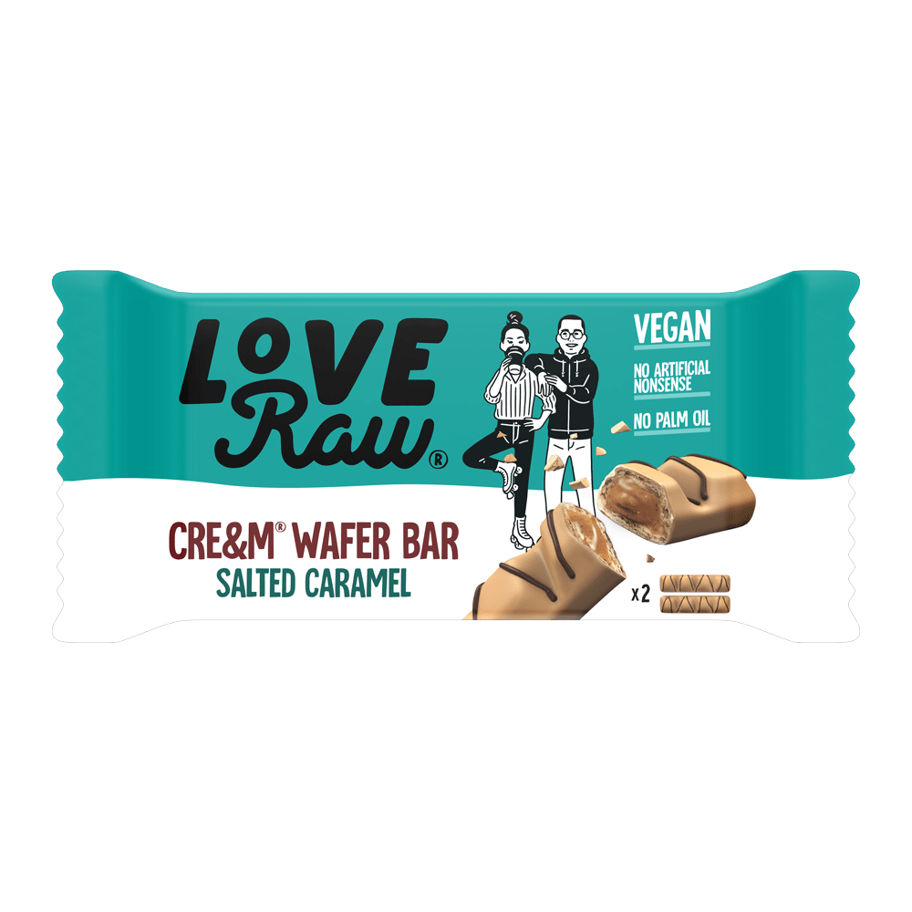 LoveRaw Vegan Cream Filled Wafer Bar 12x45g White Choc