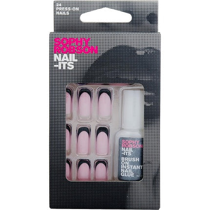 Sophy Robson Nail-Its False French Tip Press-On Nails Black 24-Piece