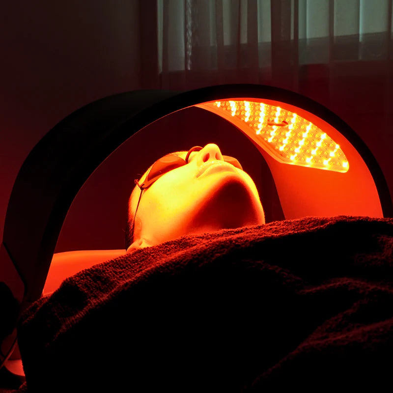 Curved LED Light Therapy Device Lamp with Germanium Stones for Blemishes, Wound Healing & Pain Relief