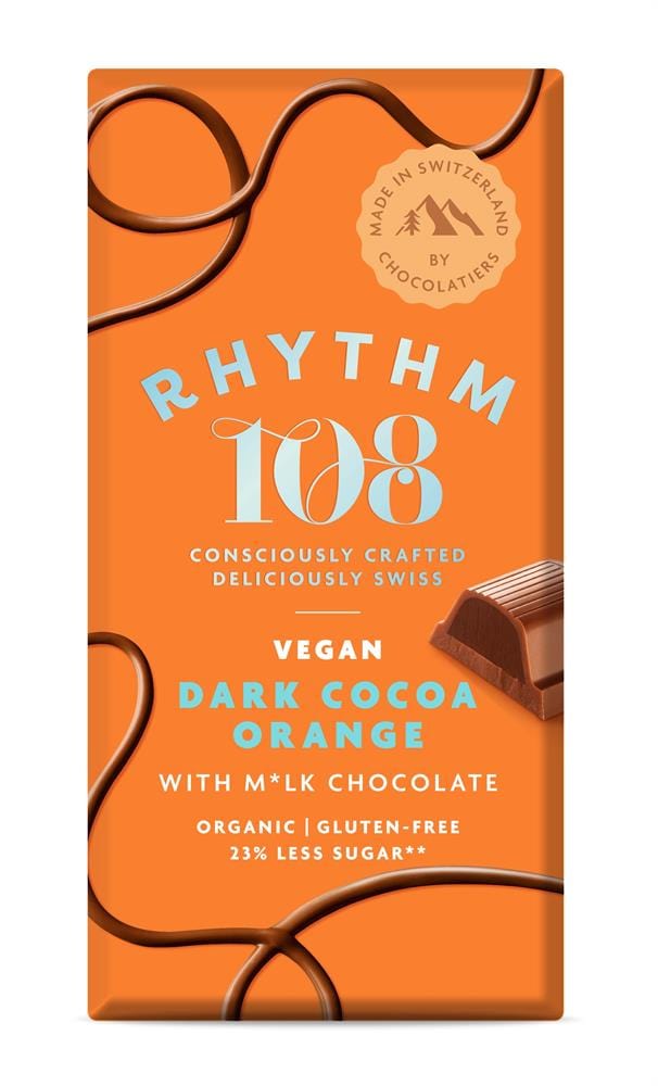 Rhythm 108 Chocolate Tablet Dark Cocoa Orange 100g