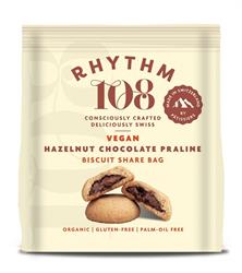 Swiss Vegan Hazelnut Chocolate Praline Biscuit Share Bag 135g, Rhythm 108