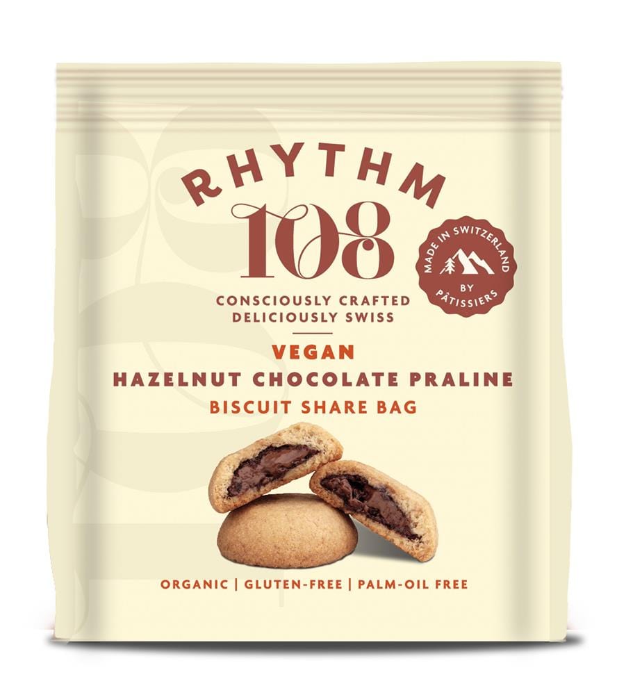 Rhythm 108 Swiss Vegan Hazelnut Chocolate Praline Biscuit Biscuit Bag 135G