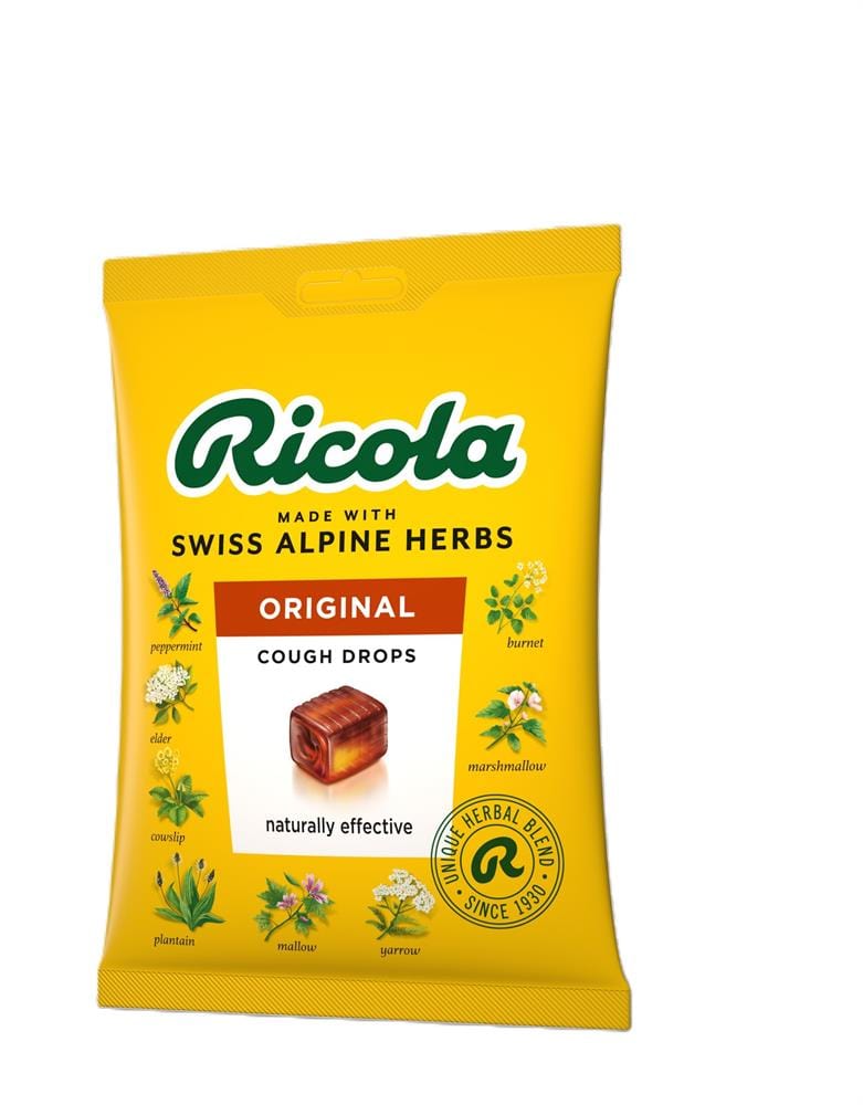 Ο βήχας Ricola πέφτει πρωτότυπη τσάντα βοτάνων 75g