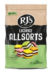 Licorice Allsorts Bag 280g, RJ Licorice