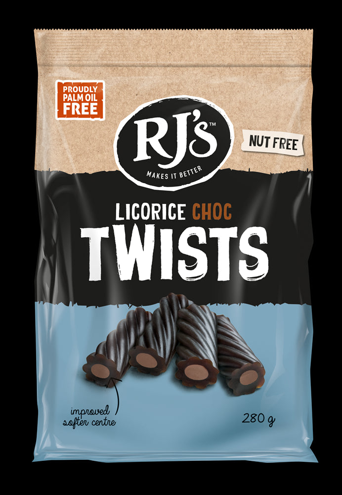 Rj licorice choc twists licorice 280g