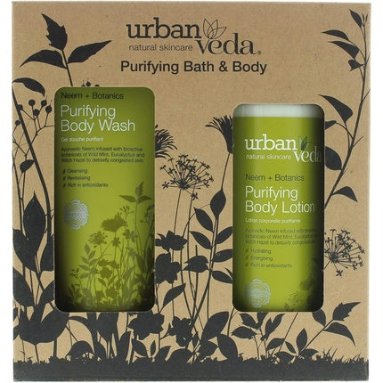 Urban Veda Purifying Bath & Body Gift Set for Oily and Acne Prone Skin - Includes Body Wash 200ml and Body Lotion 250ml