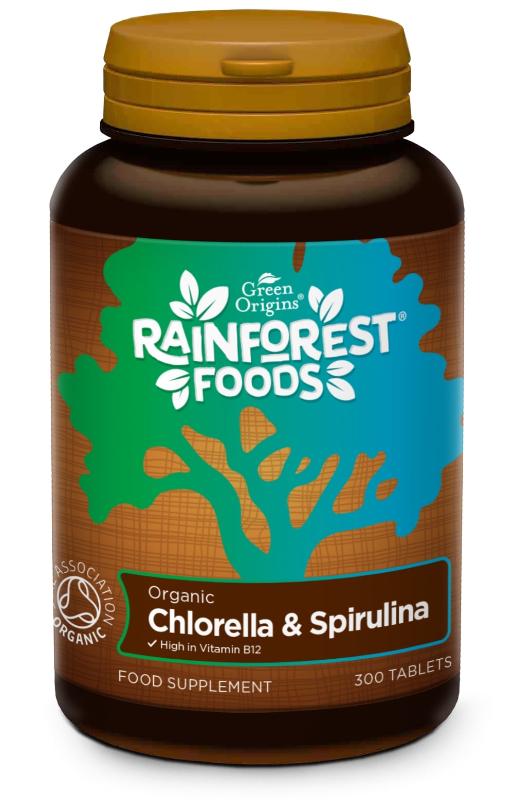 Rainforest Foods Organic Chlorella & Spirulina 500 mg 300 tabletter