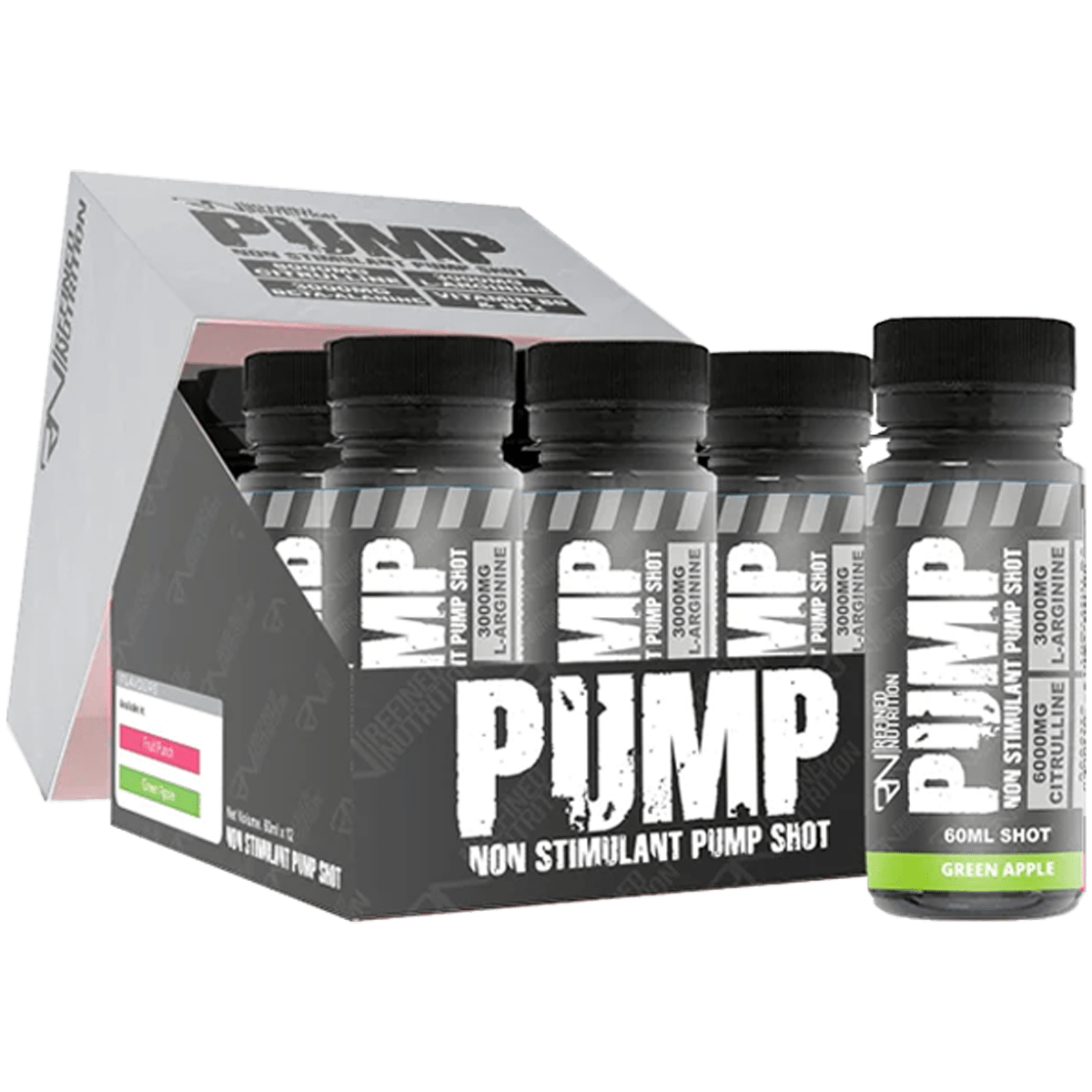 Refined Nutrition PUMP Pre-Workout Shots 12 x 60ml Green Apple