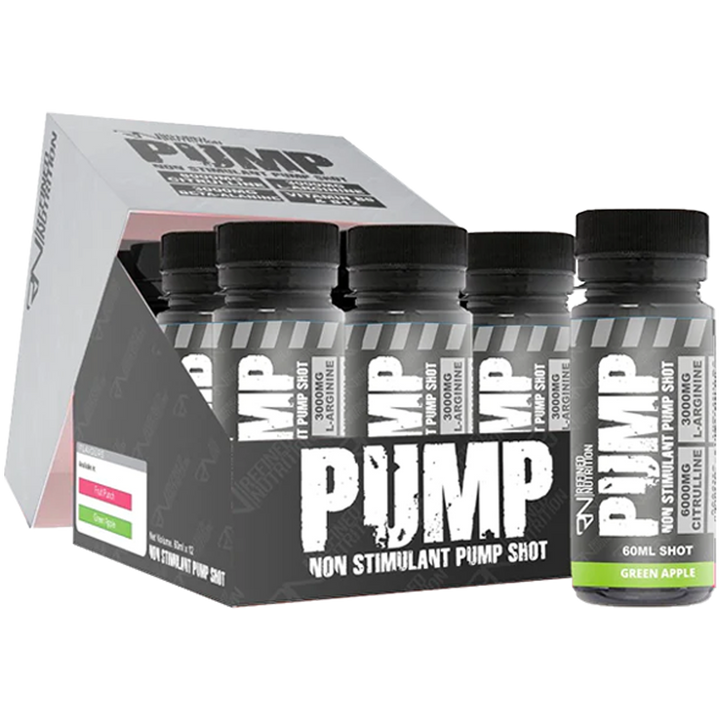 Refined Nutrition PUMP Pre-Workout Shots 12 x 60ml Green Apple