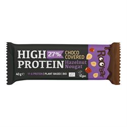 High Protein Chocolate Covered Bar with Hazelnut Nougat 40g, Roobar