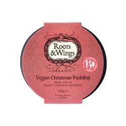 Vegan Christmas Pudding with Gluten Free Ingredients 100g, Roots and Wings