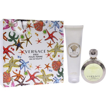 Versace Eros Pour Femme For Women 2 Pc Gift Set 3.4oz EDT Spray, 5oz Luxury Body Lotion