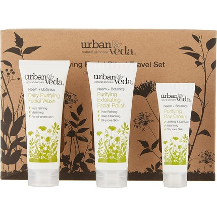 Urban Veda Natural Skincare Purifying Facial Ritual Travel Gift Set for Oily and Acne Prone Skin