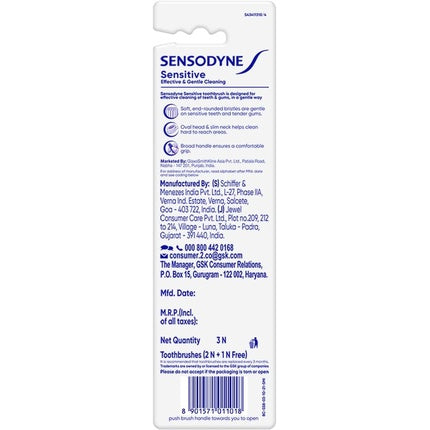 Sensodyne Cepillo de dientes Sensible Soft Surtido 3 recuento