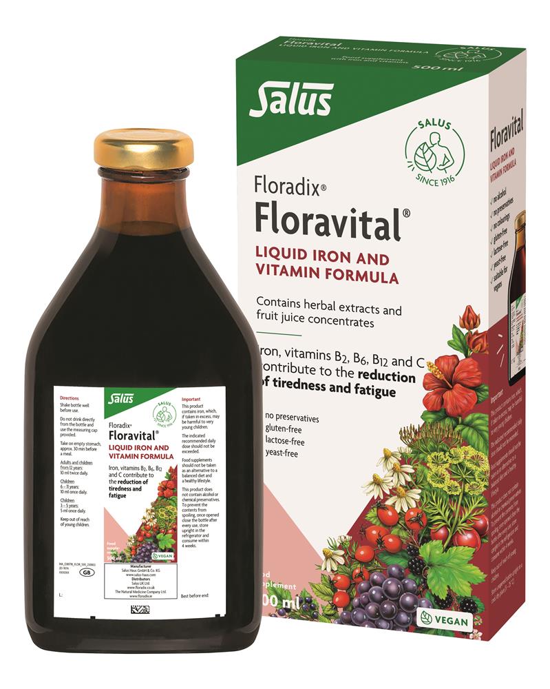 Floradix Florawital drożdży i bezglutenowy płynny żelazny wzór 500 ml