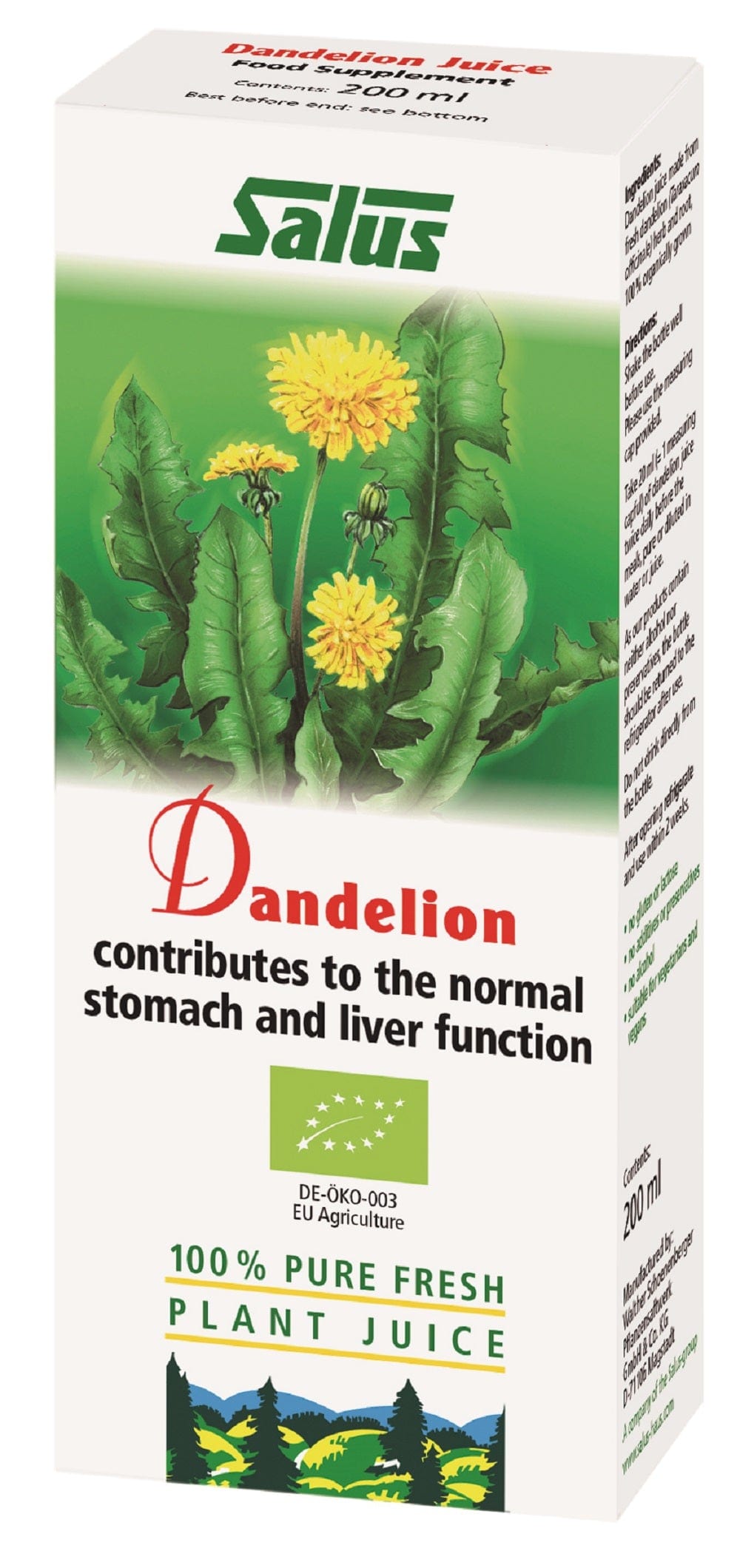 Salus Dandelion Organic Fresh Plant Juice 200ml