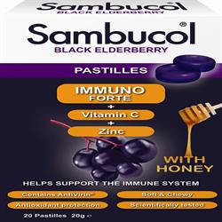 Sambucol Pastilles Immuno Forte Vitamin C and Zinc with Honey, Sambucol