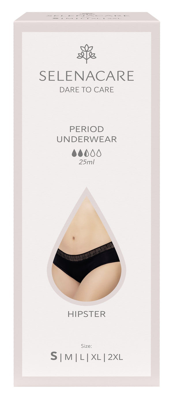 Selenacare Menstrual Undies Hipster Black Size S