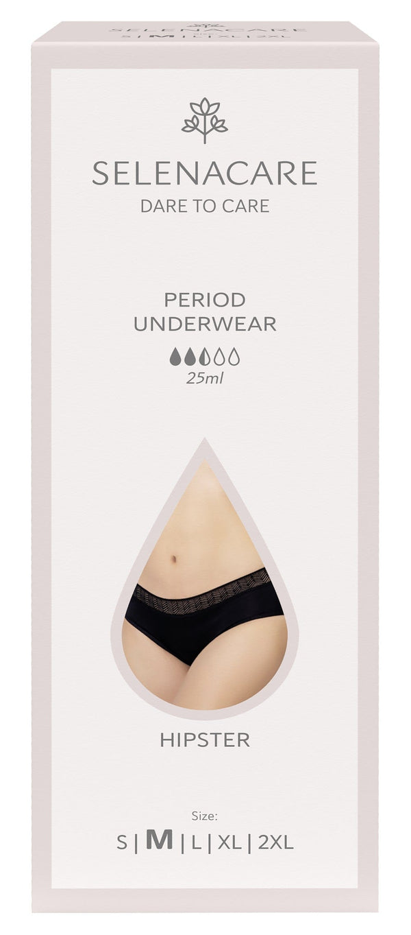 Selenacare Menstrual Undies Hipster Black Size M