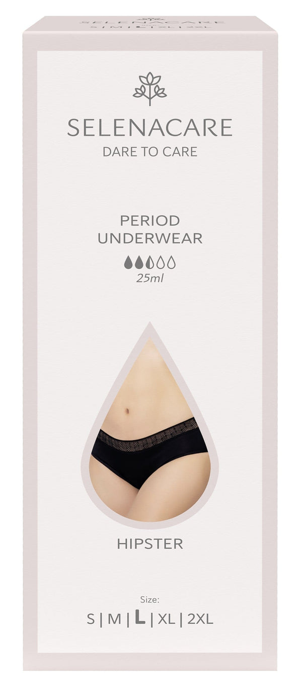 Selenacare Menstrual Undies Hipster Black Size L