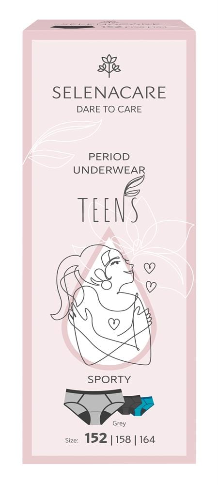 Selenacare TEENS period panties Sporty Grey Size 152