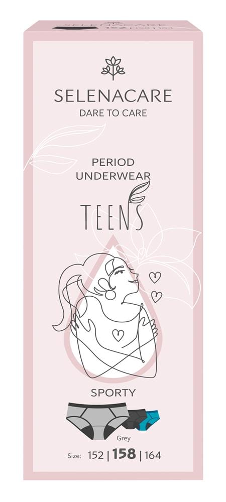 Selenacare TEENS period panties Sporty Grey Size 158