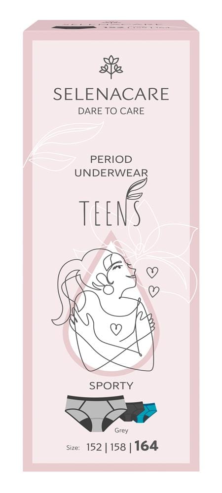 Selenacare TEENS period panties Sporty Grey Size 164