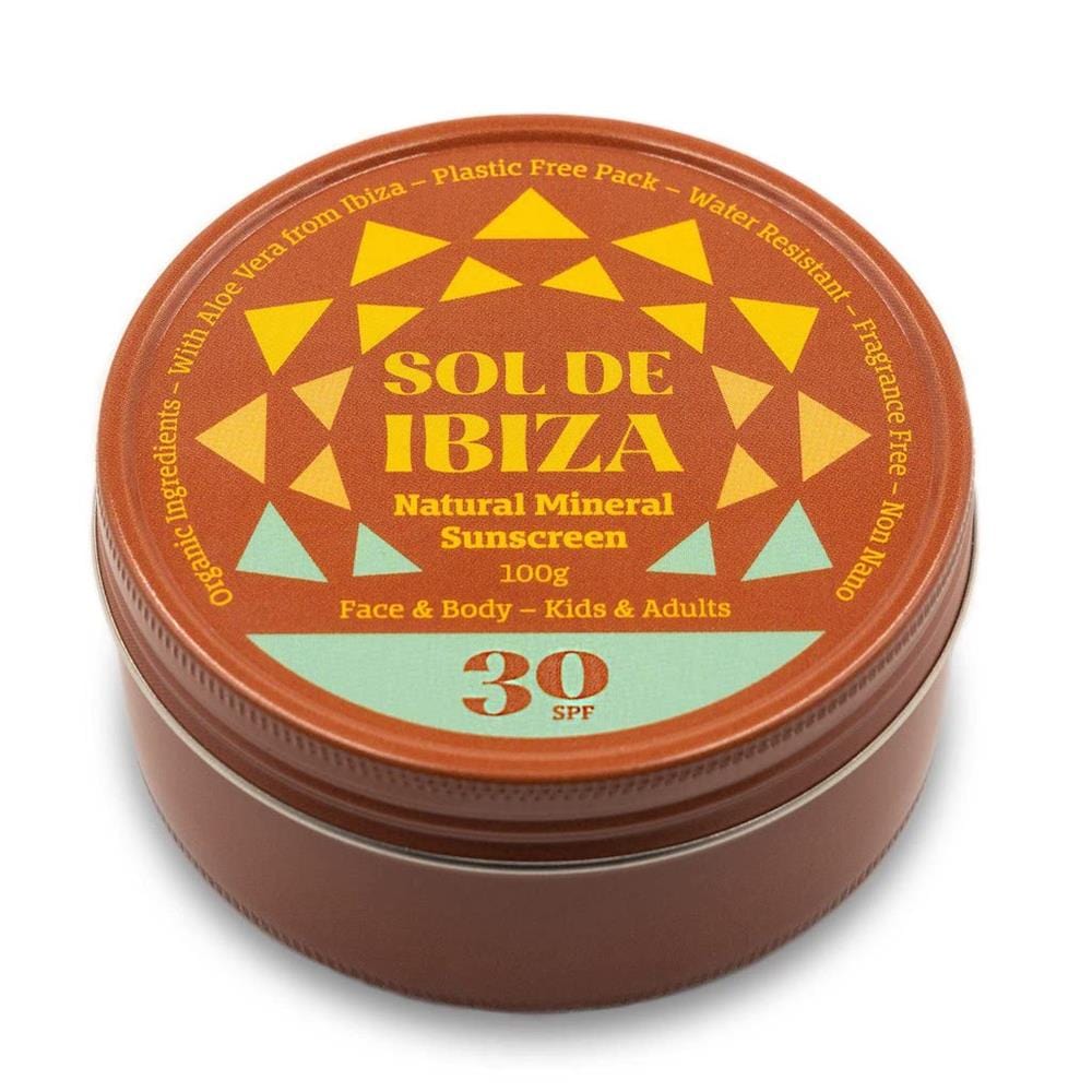 Sol de ibiza Plastikowa twarz wolna twarz i ciało Naturalny krem ​​przeciwsłoneczny Mineral SPF30