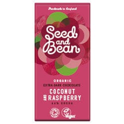 Organic Coconut & Raspberry Dark 66% Bar 75g, Seed & Bean