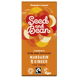 Organic Extra Dark Mandarin Ginger Chocolate Bar 75g, Seed & Bean