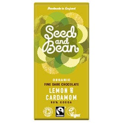 Dark Chocolate with Lemon & Cardamom Bar 75g, Seed & Bean