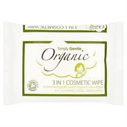 3 in 1 Cosmetic Wipe x 25 Wipes, Simply Gentle