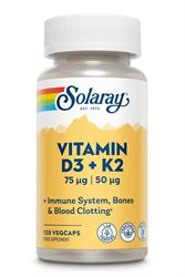 Vitamin D3 & K2 120 Vcaps, Solaray