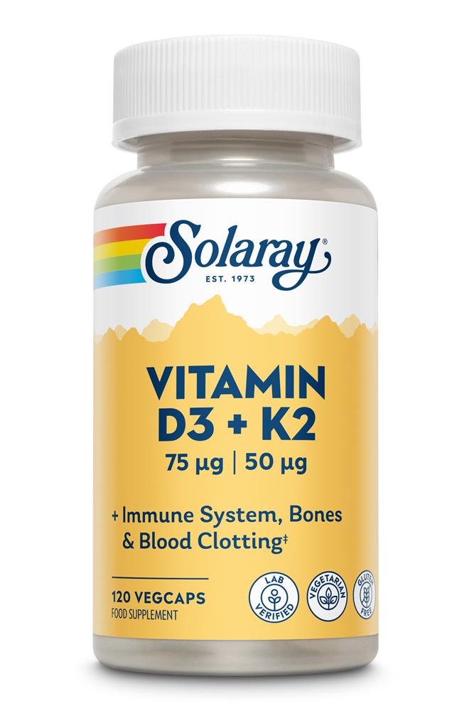 Solaray Vitamin D3 & K2 120 Vcaps