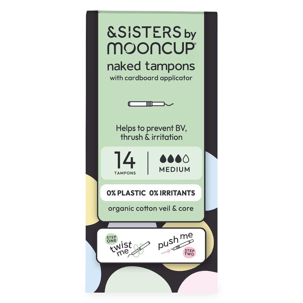 & Sisters Organic Cotton Eco-Applicator Tampons | Gemiddeld absorptievrijheid 14 Pack