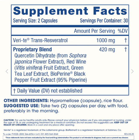ProHealth Longevity Trans-Resveratrol Plus 1000mg – 60 Capsules – image 4