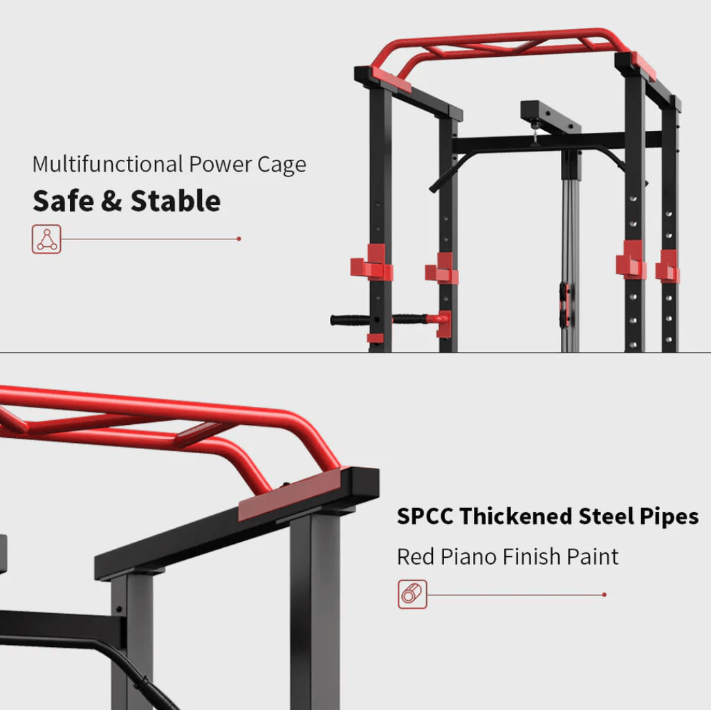 Power Cage Squat Rack ( Multi Function Gym with Cable Pulley System) Techno Gym Life Fit