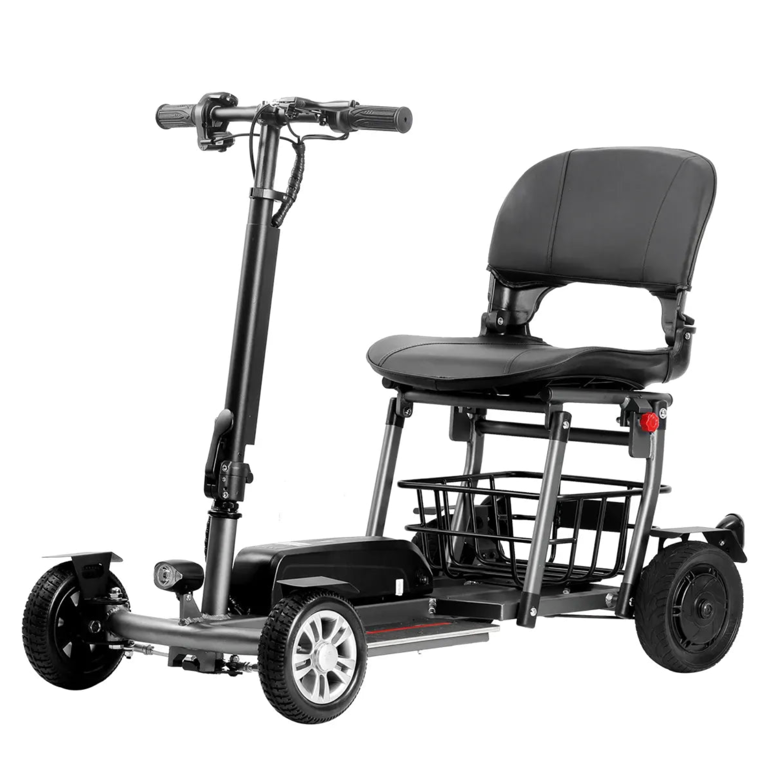 Welzo Move360 Αυτόματο πτυσσόμενο σκούτερ κινητικότητας - ελαφρύ φορητό ηλεκτρικό σκούτερ για ενήλικες, μπαταρία λιθίου, εύρος 60km, ταχύτητα 18km/h, κινητήρας 300W, φορτίο 130kg