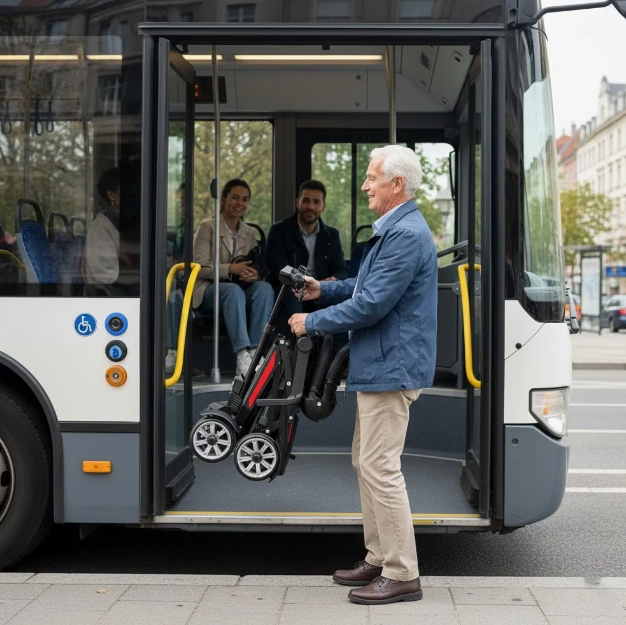 Welzo OneTouch Folding Mobility Scooter – Lightweight 4-Wheel Electric Travel Scooter