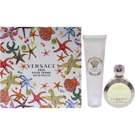 Versace Eros Pour Femme For Women 2 Pc Gift Set 3.4oz EDT Spray, 5oz Luxury Body Lotion