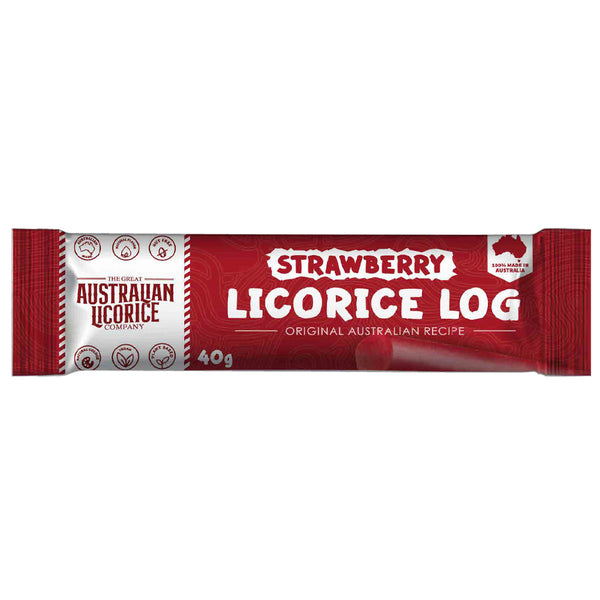 Το μεγάλο αυστραλιανό Licorice Strawberry Liquorice Log 40g