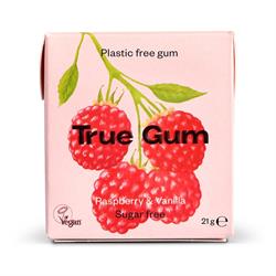 Vegan and Sugar Free Chewing Gum - Raspberry & Vanilla 21g, True Gum